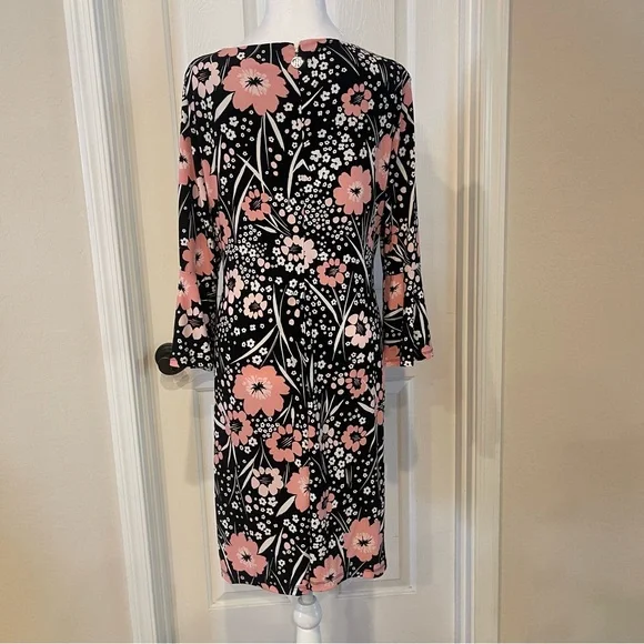 Tommy Hilfiger Black and Pink Floral Long Sleeve Dress - Picture 4 of 8